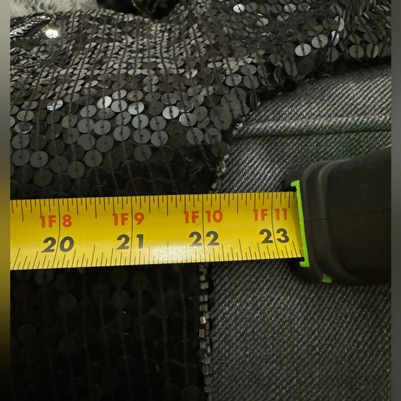 VTG Elegant Black Silver Sequin Top 100% Pure Silk Fancy Party Sparkle Granny - Picture 10 of 11